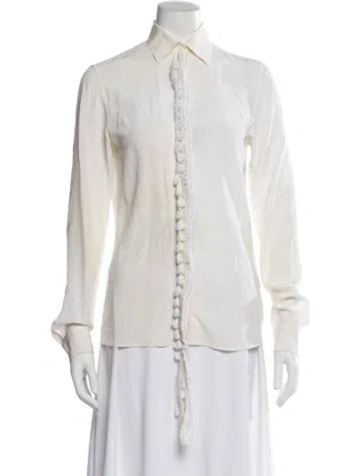 Pre-owned Loewe Silk Long Sleeve Blouse In Neutral