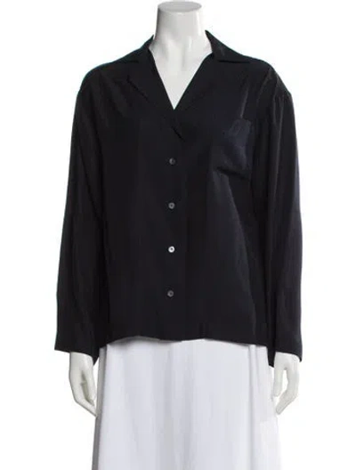 Pre-owned Loewe Silk Long Sleeve Button-up Top In Black
