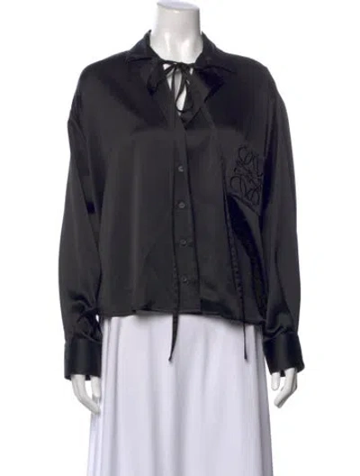 Pre-owned Loewe Silk Long Sleeve Button-up Top In Black