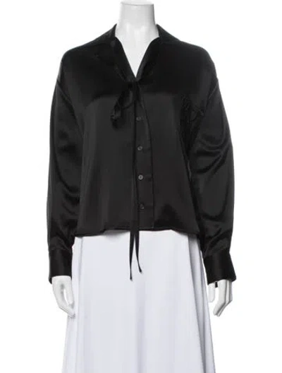 Pre-owned Loewe Silk Long Sleeve Button-up Top In Black