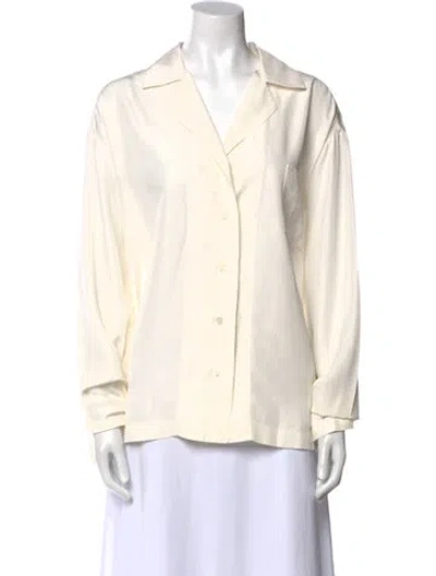 Pre-owned Loewe Silk Long Sleeve Button-up Top In Neutral