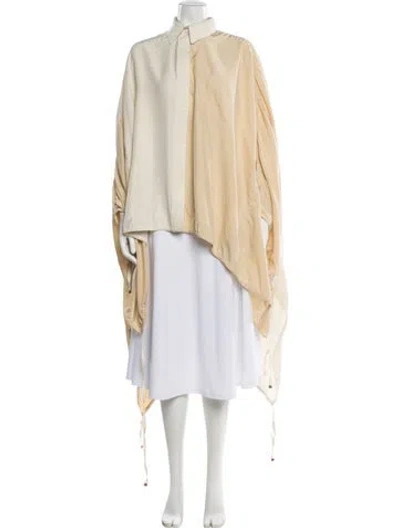 Pre-owned Loewe Silk Long Sleeve Button-up Top In Neutral