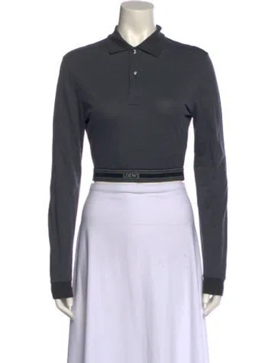 Pre-owned Loewe Silk Long Sleeve Crop Top In Gray