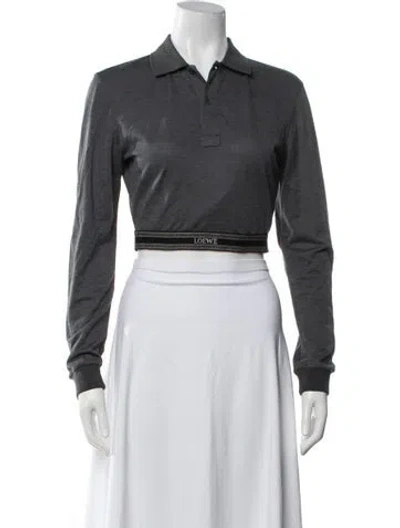 Pre-owned Loewe Silk Long Sleeve Polo In Grey