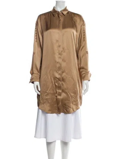 Pre-owned Loewe Silk Long Sleeve Tunic In Neutral