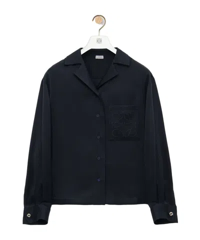 Loewe Silk Long-sleeved Pajamas In Black