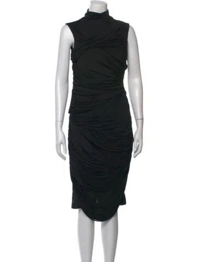 Pre-owned Loewe Silk Midi Length Dress In Black