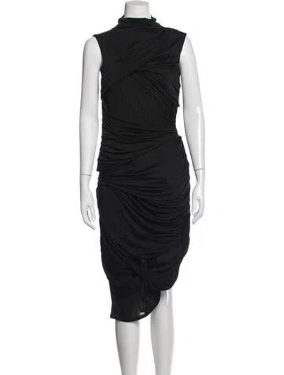 Pre-owned Loewe Silk Midi Length Dress In Black