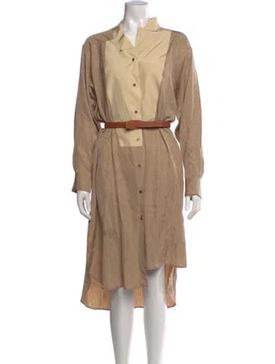 Pre-owned Loewe Silk Midi Length Dress In Neutrals