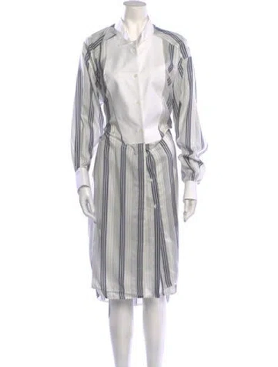 Pre-owned Loewe Silk Midi Length Dress In White