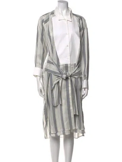 Pre-owned Loewe Silk Midi Length Dress In White
