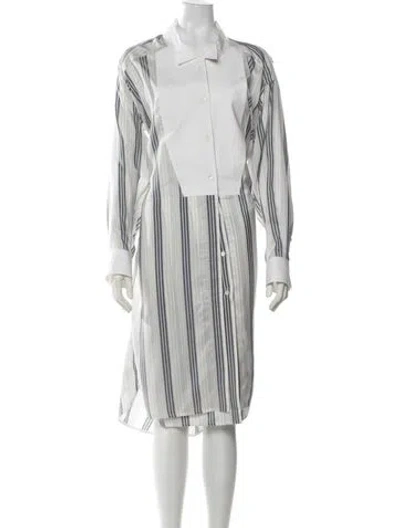 Pre-owned Loewe Silk Midi Length Dress In White