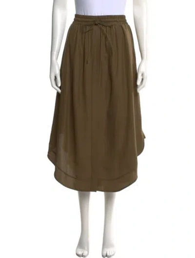 Pre-owned Loewe Silk Midi Length Skirt In Brown