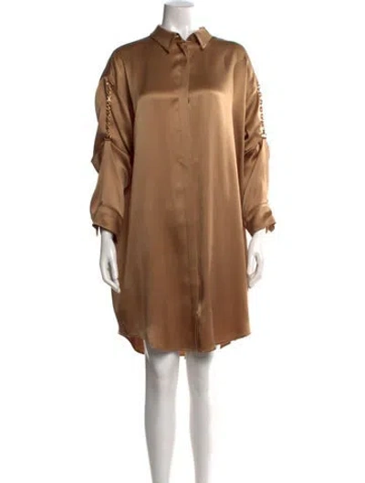 Pre-owned Loewe Silk Mini Dress In Brown
