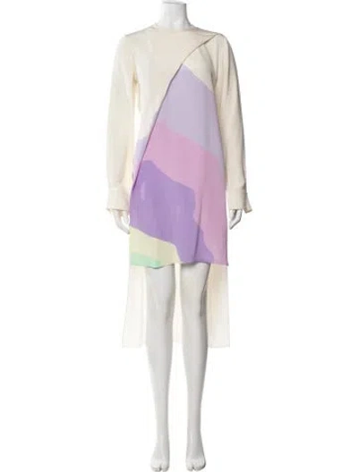 Pre-owned Loewe Silk Mini Dress In Neutrals