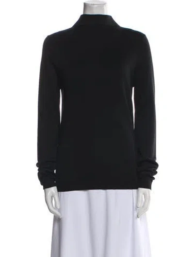 Pre-owned Loewe Silk Mock Neck Sweater In Black