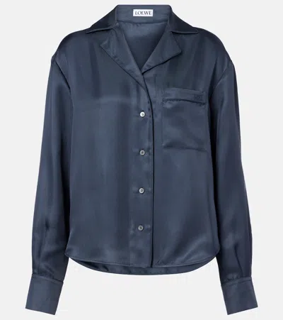 Loewe Silk Pajama Shirt In Blue
