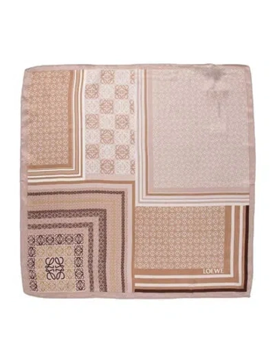 Pre-owned Loewe Silk Patterned Scarf In Brown
