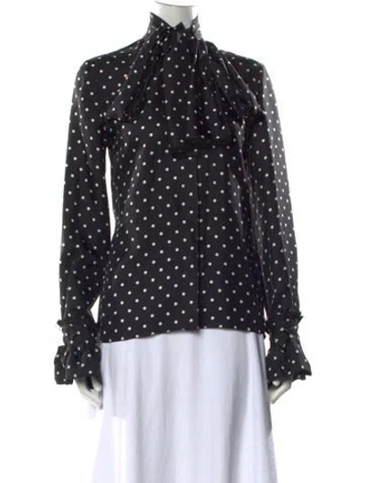 Pre-owned Loewe Silk Polka Dot Print Blouse In Black