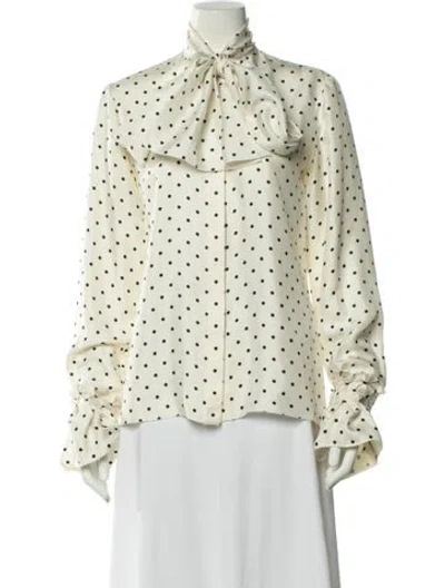 Pre-owned Loewe Silk Polka Dot Print Blouse In Neutral