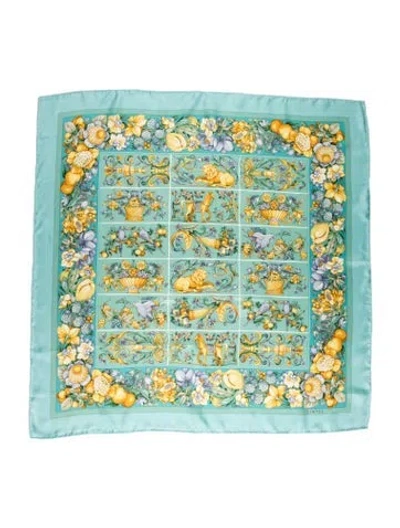 Pre-owned Loewe Silk Printed Scarf In Blue