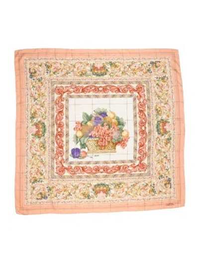 Pre-owned Loewe Silk Printed Scarf In Neutral