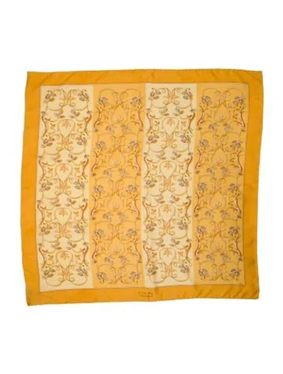 Pre-owned Loewe Silk Printed Scarf In Yellow