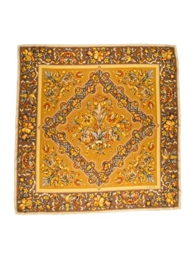 Pre-owned Loewe Silk Printed Scarf In Yellow