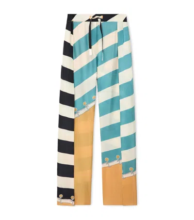 Loewe Silk Printed Trousers In Orange