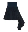 Loewe Womens Ruffled-trim Asymmetric-hem Silk Mini Skirt Midnight Blue In Blue