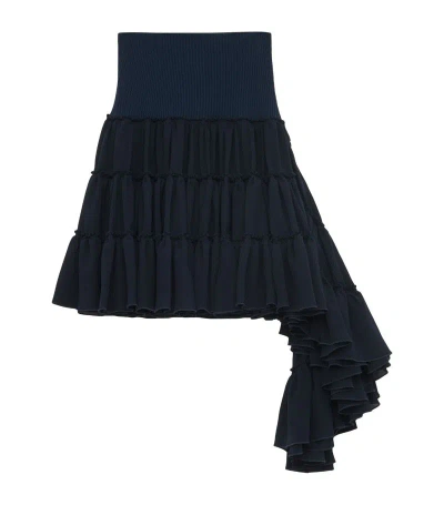 Loewe Silk Ruffled Mini Skirt In Midnight B