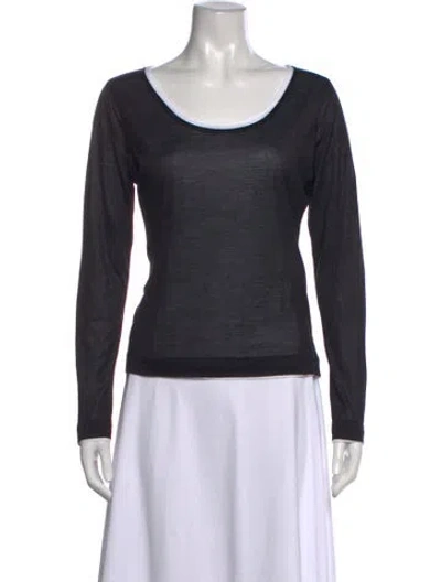 Pre-owned Loewe Silk Scoop Neck Top In Black