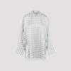 Loewe Checked Silk Shirt In White Grey