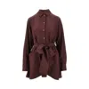 Loewe Silk Shirt With Belt In Burgundy