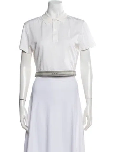 Pre-owned Loewe Silk Short Sleeve Polo W/ Tags In White