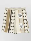 Loewe Silk Shorts Geometric Pattern Mid Length In Multi