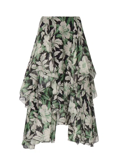 Loewe Silk Skirt With Floral Print