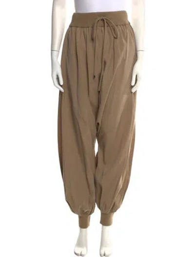Pre-owned Loewe Silk Straight Leg Pants In Brown