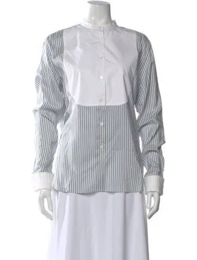 Pre-owned Loewe Silk Striped Top In Blue