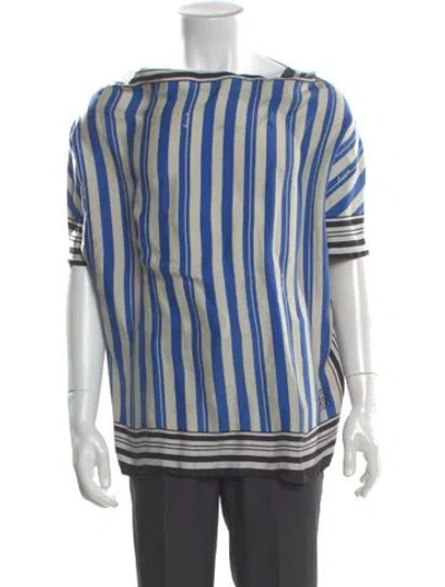 Pre-owned Loewe Silk Striped T-shirt In Blue