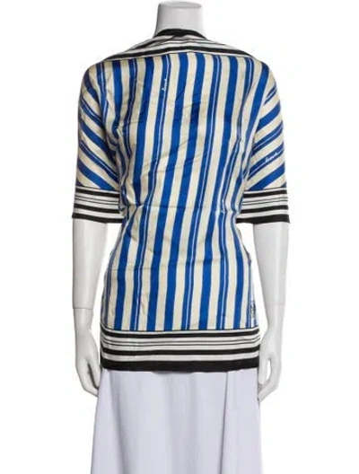 Pre-owned Loewe Silk Striped Tunic In Blue