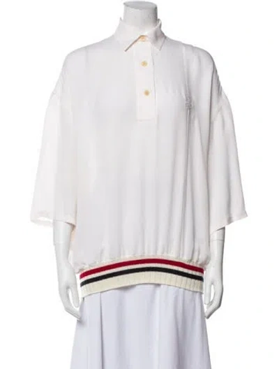 Pre-owned Loewe Silk Three-quarter Sleeve Tunic In White