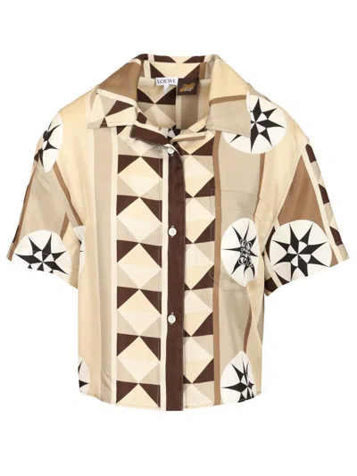 Loewe Silk Twill Shirt Shirts Beige