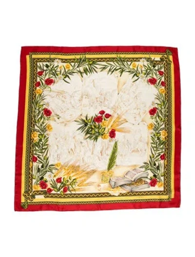 Pre-owned Loewe Silk Vintage Scarf In Red