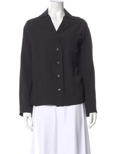 Pre-owned Loewe Silk V-neck Blouse In Black