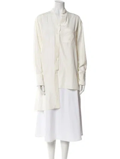 Pre-owned Loewe Silk V-neck Tunic In Neutral