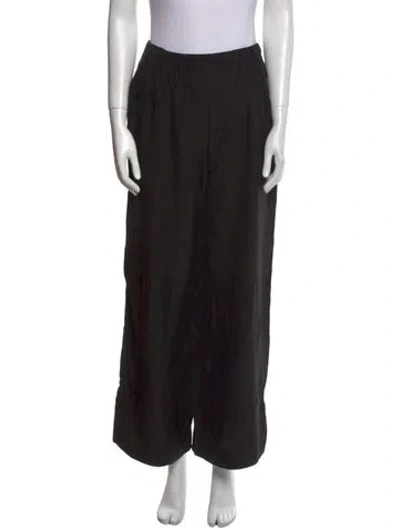 Pre-owned Loewe Silk Wide Leg Pants In Black