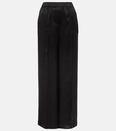 Loewe Silk Wide-leg Pants In Black
