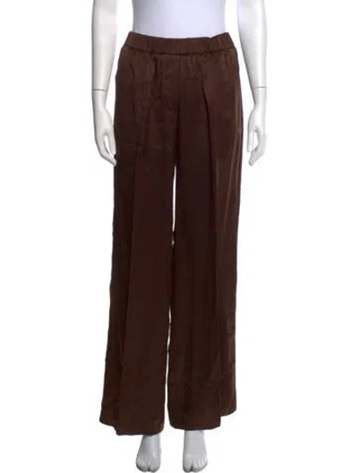 Pre-owned Loewe Silk Wide Leg Pants In Brown