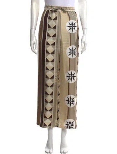 Pre-owned Loewe Silk Wide Leg Pants In Neutrals
